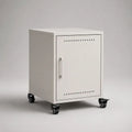 Comodino mobile in acciaio bianco con anta ventilata e 4 ruote, 40 x 40 x 60 cm