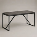 Tavolo da pranzo rettangolare 140 x 70 x 75 cm in MDF effetto cemento con struttura in acciaio nero