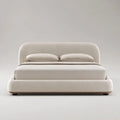 Letto matrimoniale imbottito 160 x 200 cm in poliestere avorio con testiera arrotondata, 180 x 220 x 105 cm
