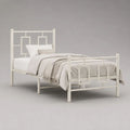 Struttura letto singolo rettangolare in acciaio bianco con testiera e pediera, per materasso 90 x 200 cm, dimensioni 208 x 96 x 110 cm