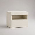 Comodino rettangolare in legno bianco con vano aperto e cassetto, 45 × 40 × 50 cm