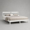 Letto matrimoniale 180 x 200 cm in pino massello bianco con testiera a doghe