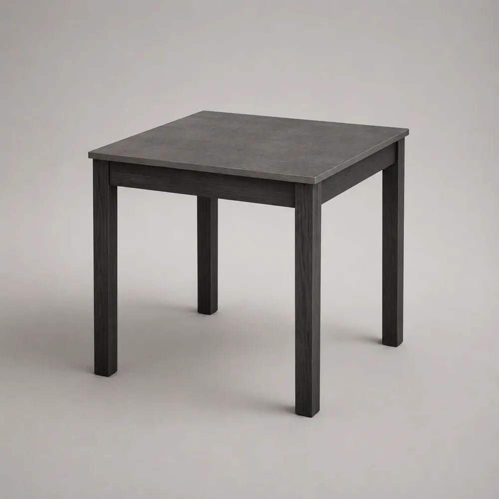 Tavolo da pranzo quadrato in truciolare melaminico e legno massello, grigio antracite e nero, 80 x 80 x 75 cm