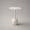 Tavolino rotondo in acciaio e resina bianco avorio Ø 45 × H 55 cm
