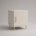 Comodino rettangolare con anta in MDF scanalato bianco e oro, 45 x 40 x 60 cm